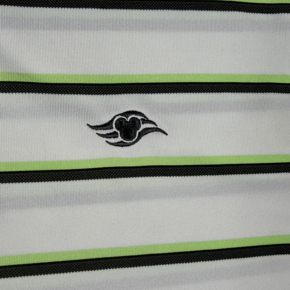 Nike Golf Mickey Mouse White Dri Fit Striped Polo Shirt Large - Picture 5 of 6
